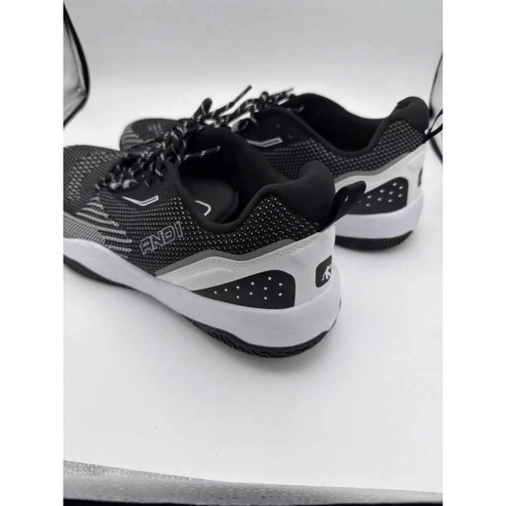 AND1 Men's Basketball Shoes Size 13 Black White Knit Athletic Sneakers.     1594
